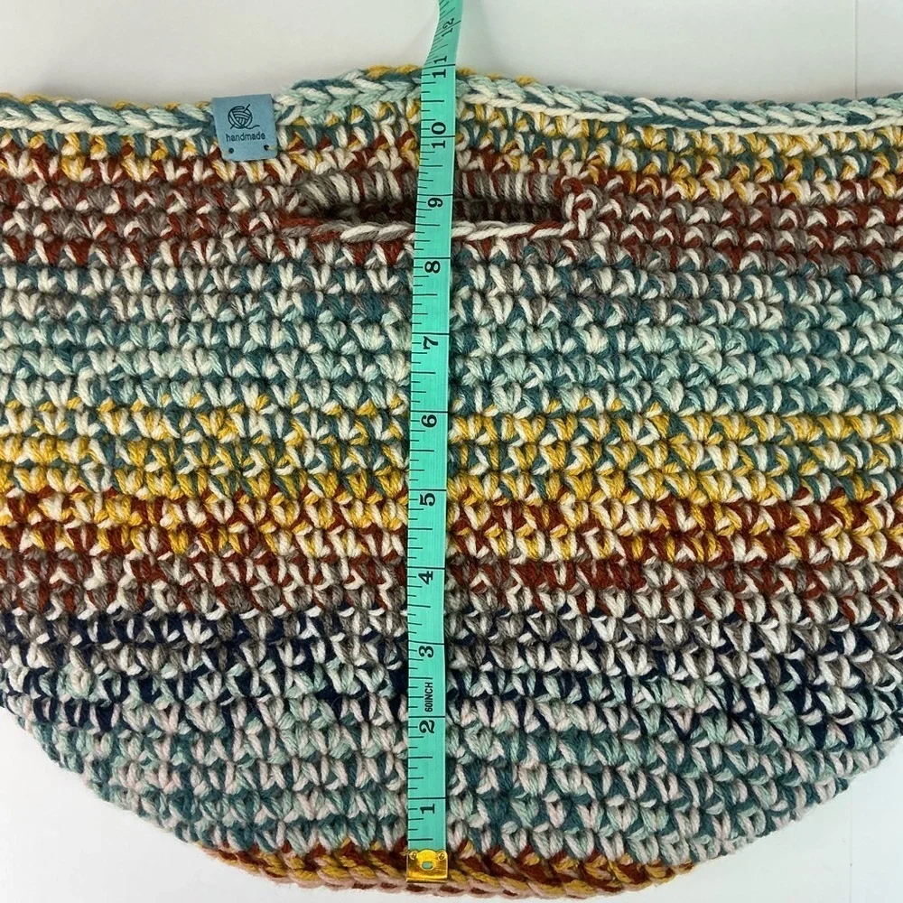 Handcrafted Multicolor Crochet Scrap Woven Tote Bag Basket Storage Handmade Knit